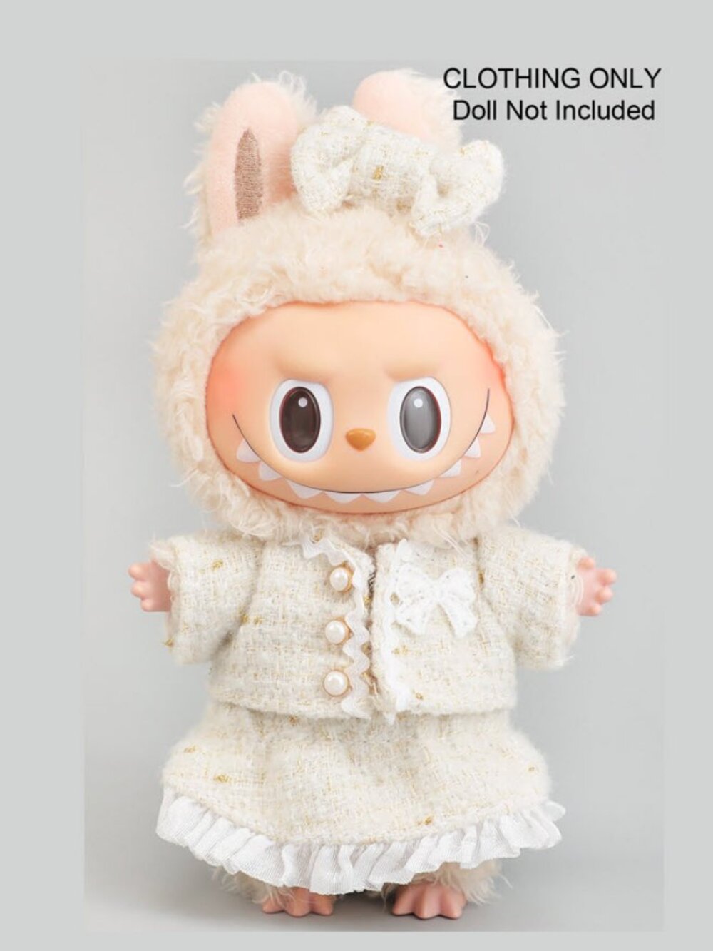 Labubu Fancy Tweed Dress and Bow Outfit